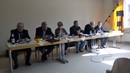 Podium mit (v.lks) W.Hecker, J.Händler, M.Schetter, M.Schulz, Pfr.Möller, N.Kreilhamp
